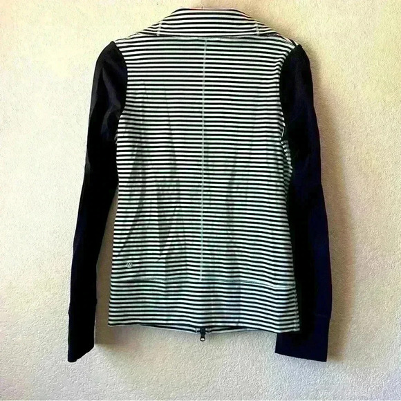 LULULEMON Daily Yoga Jacket Classic Stripe Mint Moment Black / Black Sz. 6 - Picture 10 of 16